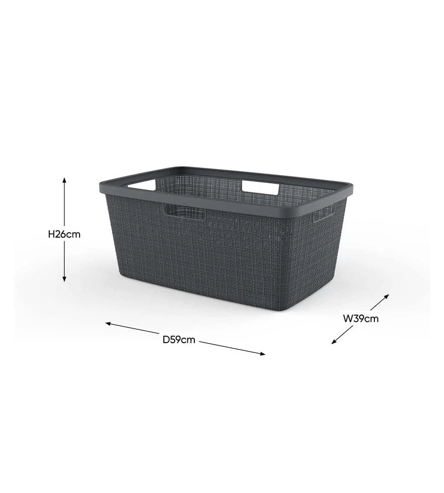 CESTA PORTABIANCHERIA "JUTE" KETER NERO - 59x39x26 CM
